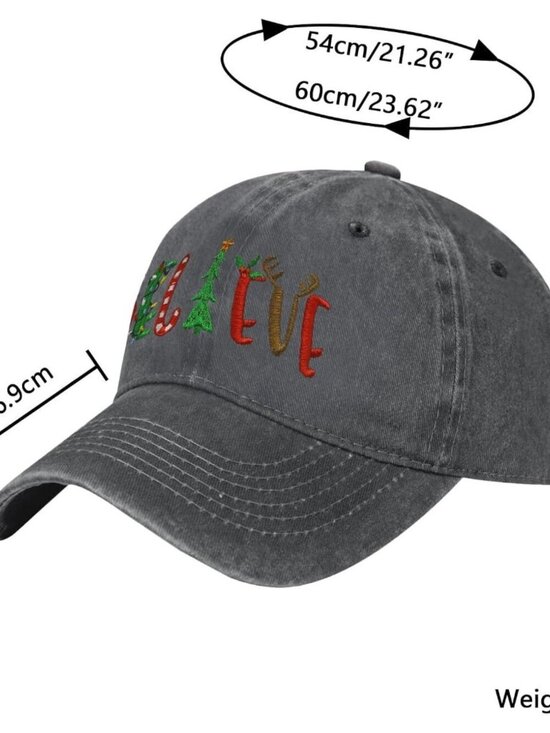 Women\'s Embroidery Adjustable Washed Distressed Casual Trucker Hat Christmas main image 2